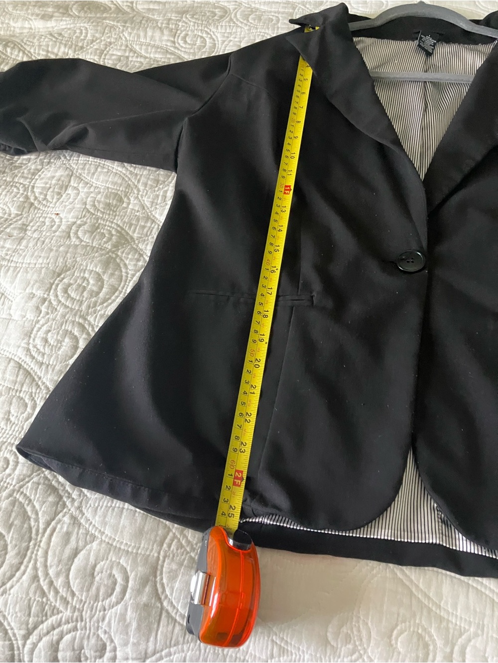 Torrid Black Ruched Sleeve One-Button Blazer Jacket Size 1 Office EUC 14/16 - Picture 9 of 11